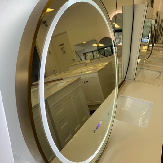 700mm Round LED Mirror Brushed Gold Frame