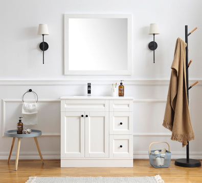 900/1200/1500mm Matte White Hampton Style Bathroom Vanity - 612-BCD